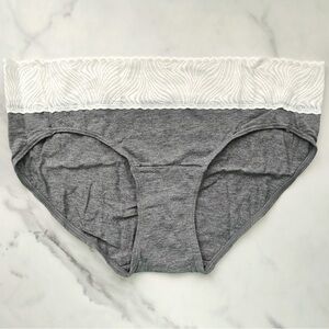 NWOT SOMA COTTON MODAL LACE HIPSTER PANTY IN HEATHER GRAPHITE SIZE MEDIUM